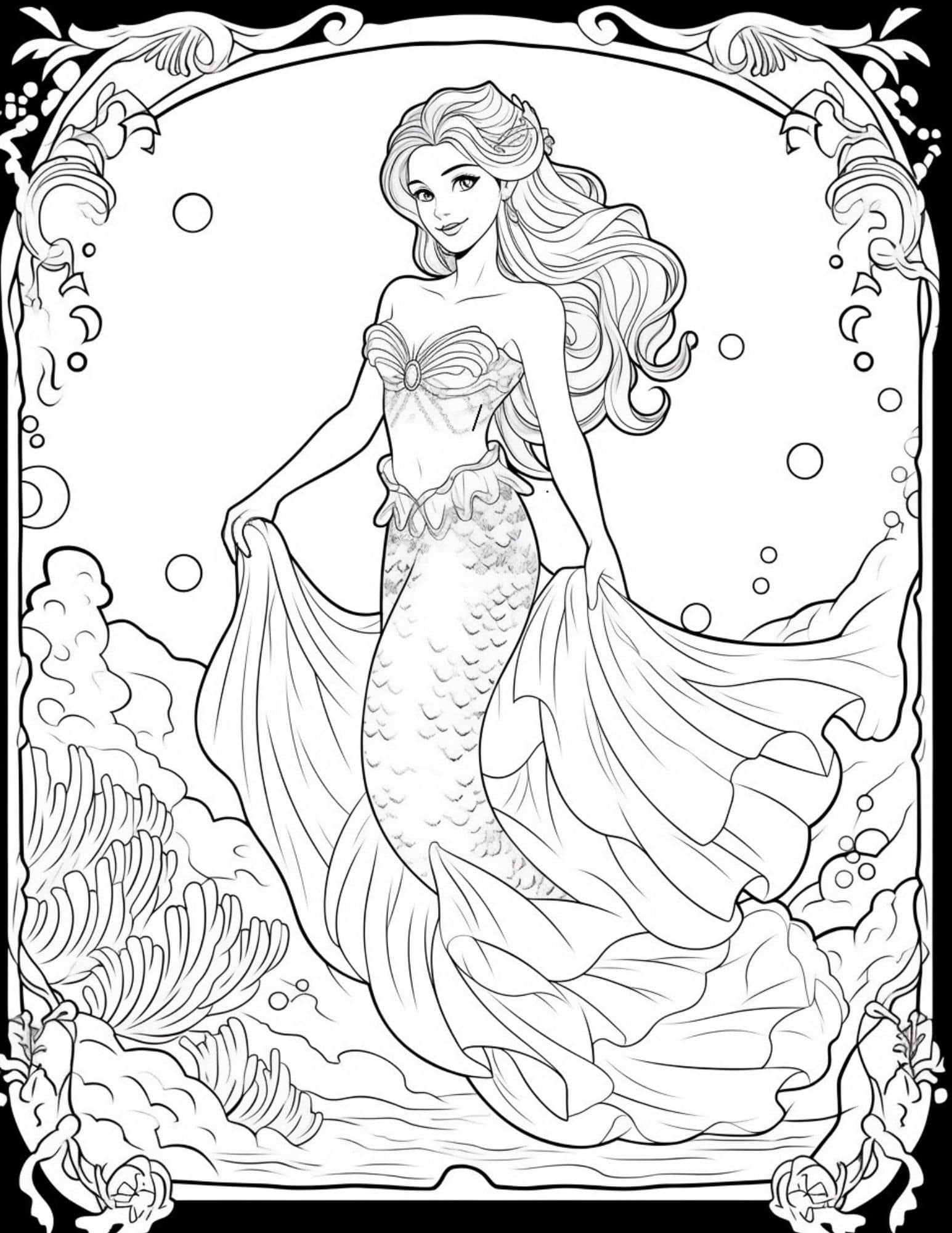 30 Mermaid Coloring Pages for Adults Printable 5