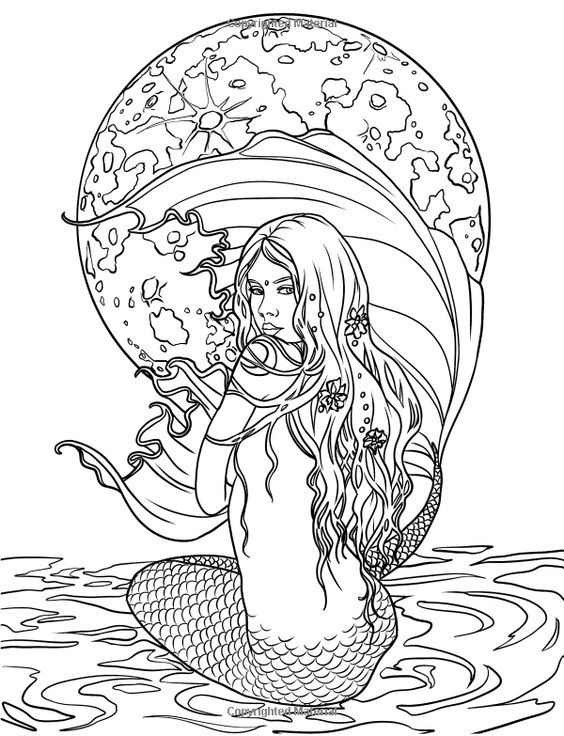 30 Mermaid Coloring Pages for Adults Printable 8