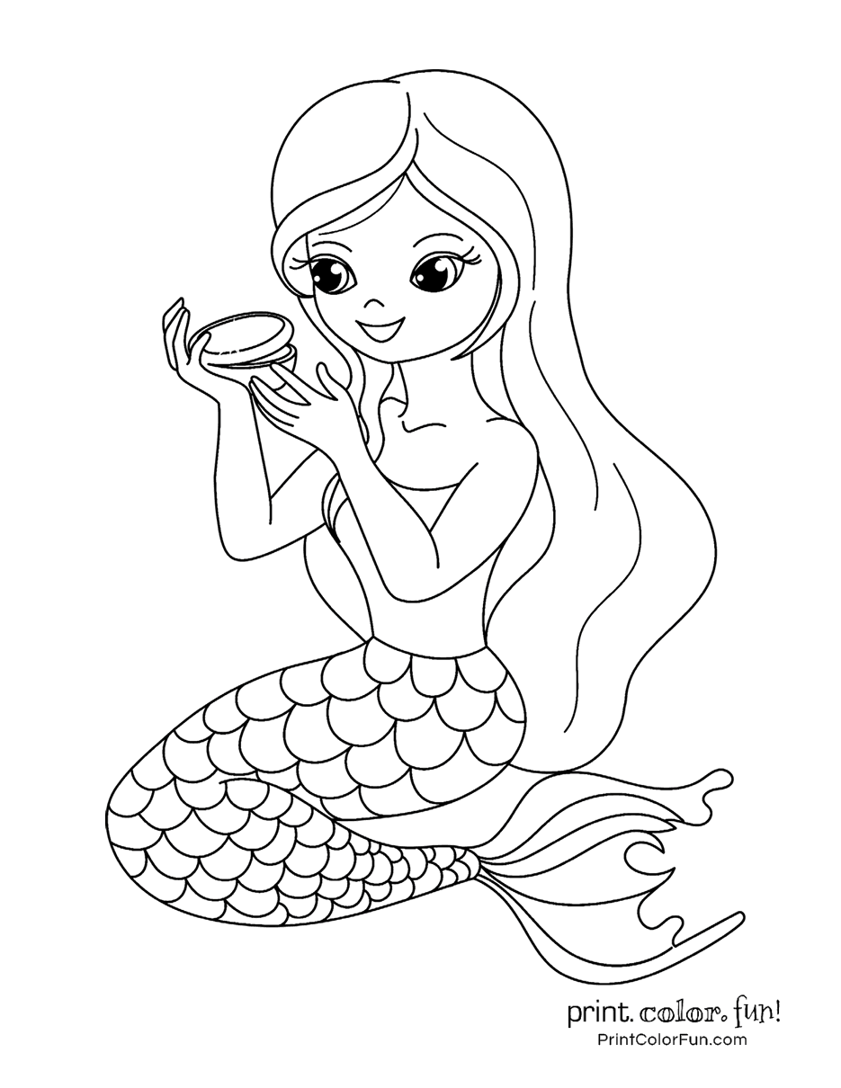 30 Mermaid Coloring Pages for Adults Printable 9