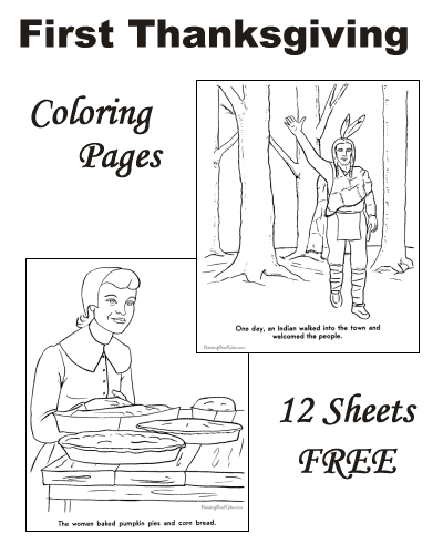 historic first thanksgiving coloring pages printable jpg