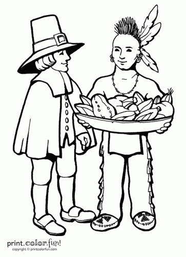 32 Historic First Thanksgiving Coloring Pages Printable 7