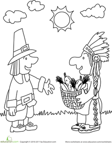 32 Historic First Thanksgiving Coloring Pages Printable 8