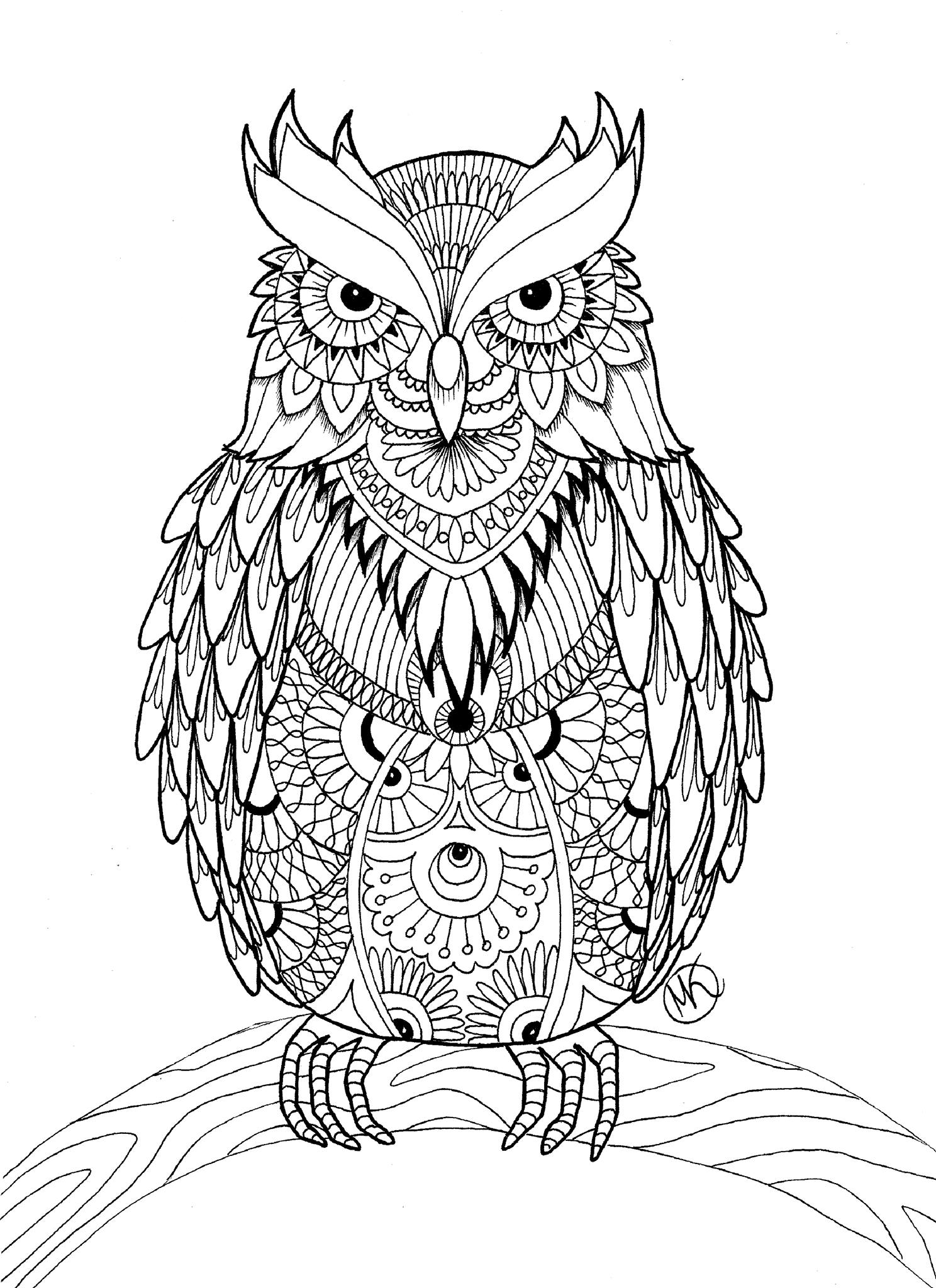 32 Owl Coloring Pages for Adults Printable 1