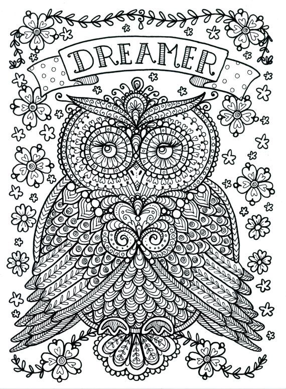 owl coloring pages for adults printable jpg