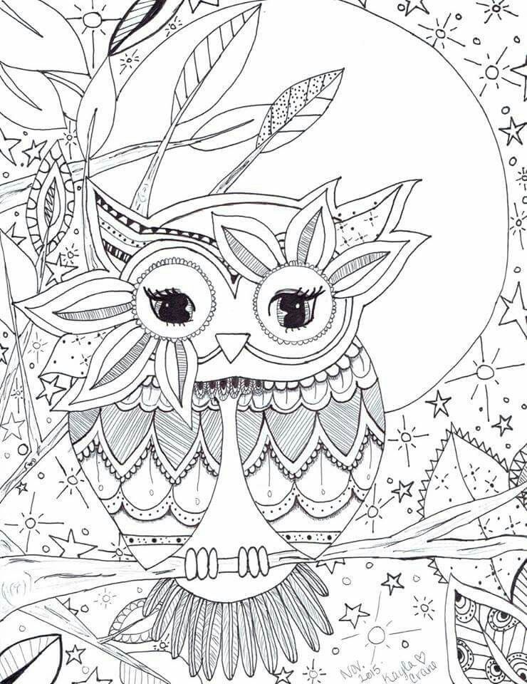 owl coloring pages for adults printable jpg