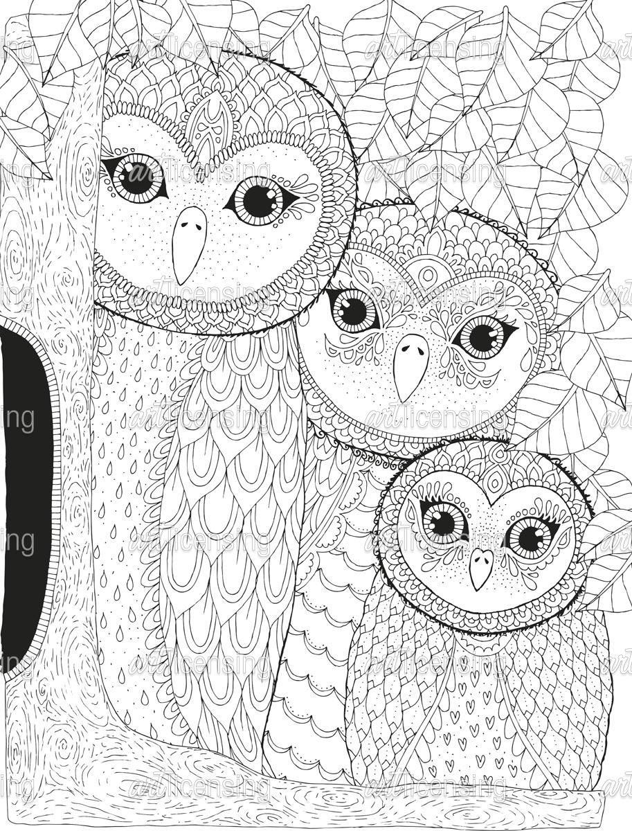 owl coloring pages for adults printable jpg