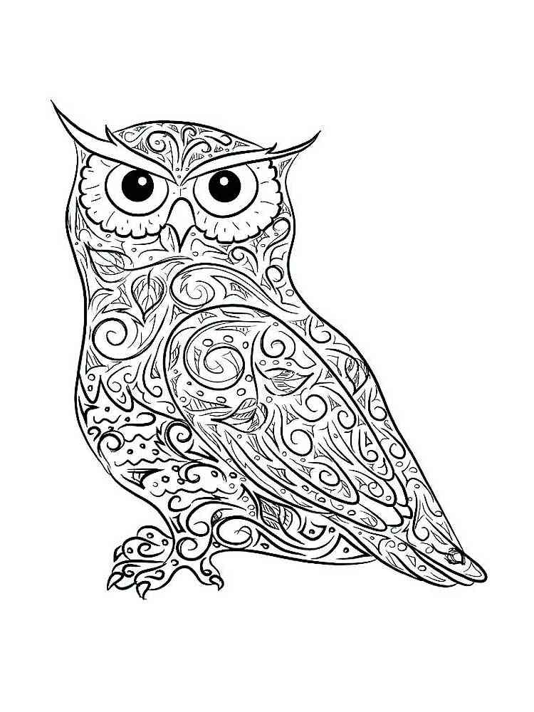 32 Owl Coloring Pages for Adults Printable 9