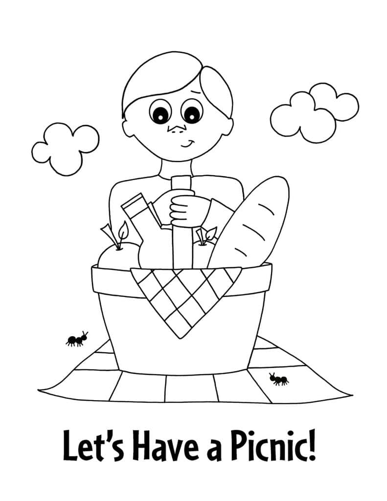 33 Fun Picnic Coloring Pages Printable 1