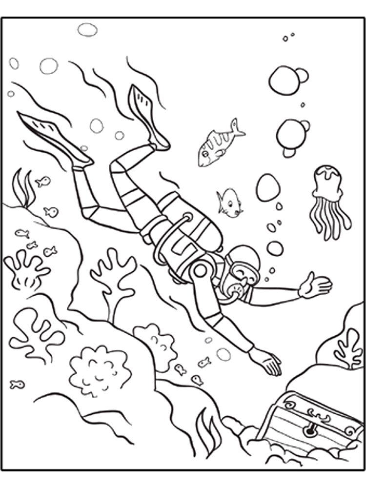 34 Scuba Diving Coloring Pages Printable 1