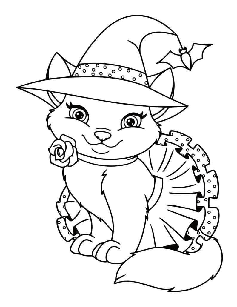 35 Spooky Halloween Cat Coloring Pages Printable 16