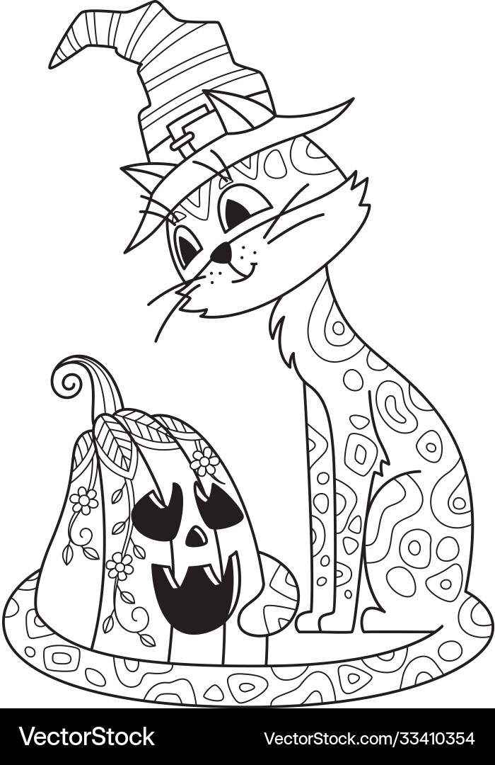 35 Spooky Halloween Cat Coloring Pages Printable 29