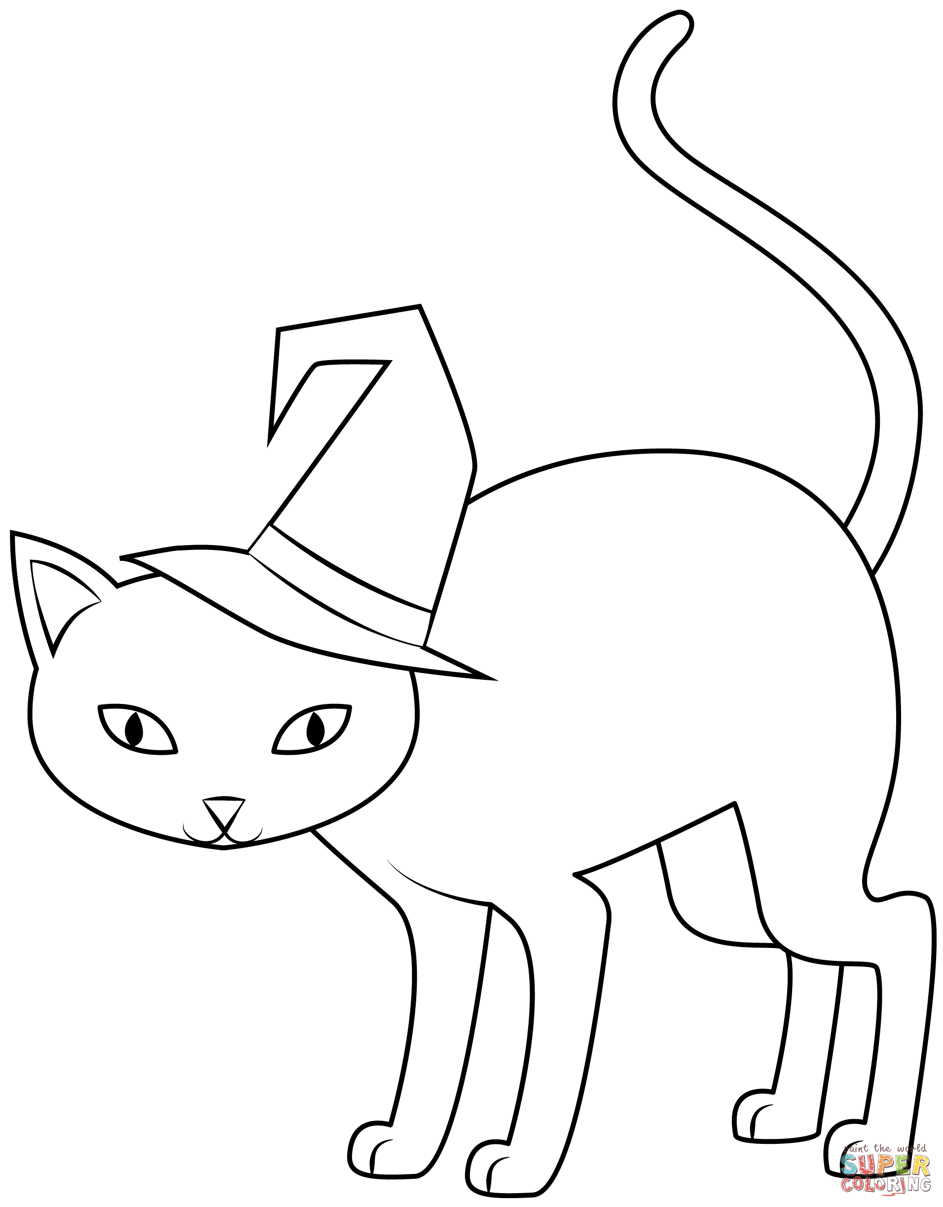 35 Spooky Halloween Cat Coloring Pages Printable 3