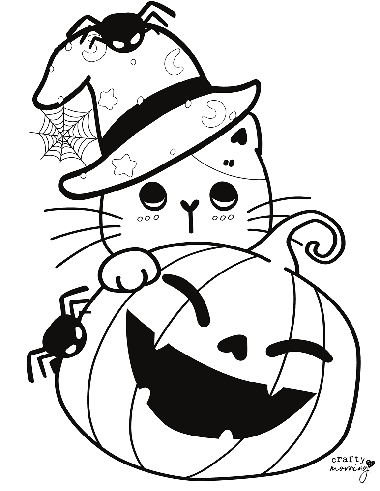 35 Spooky Halloween Cat Coloring Pages Printable 31