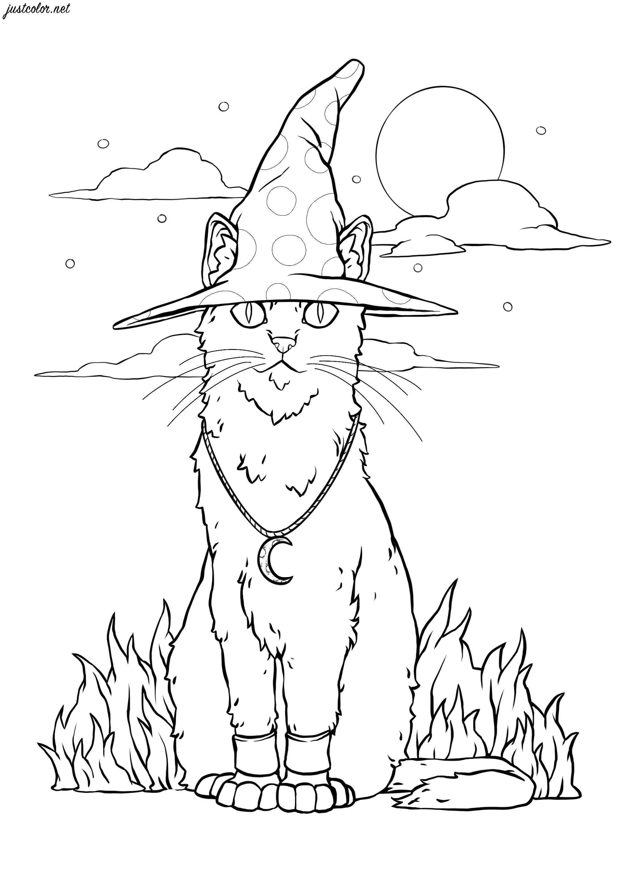 35 Spooky Halloween Cat Coloring Pages Printable 4