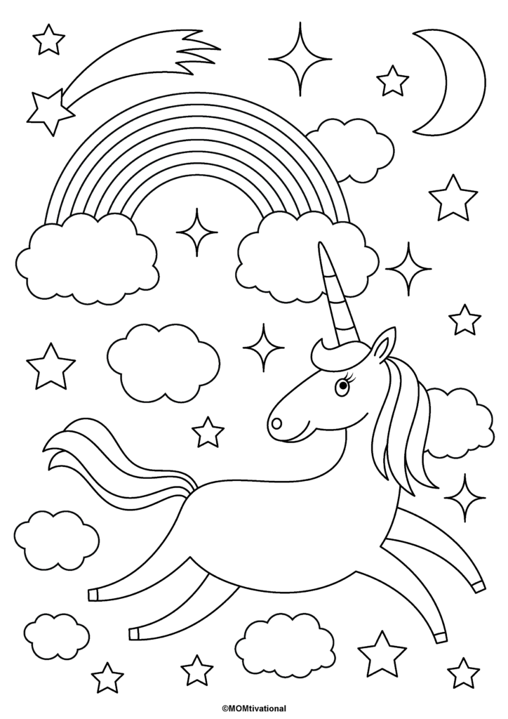 beautiful flying unicorn coloring page printable jpg