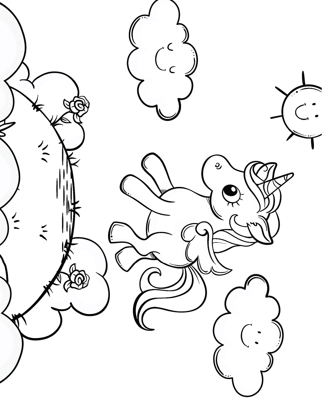 beautiful flying unicorn coloring page printable jpg