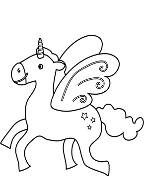 beautiful flying unicorn coloring page printable jpg