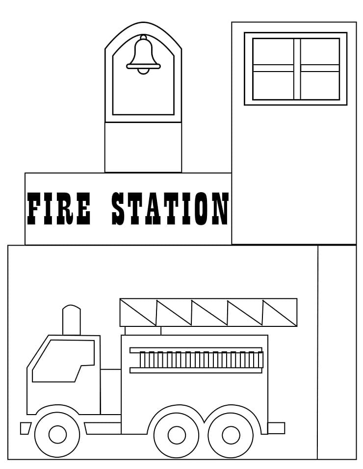 38 Busy Fire Station Coloring Page Printable 1