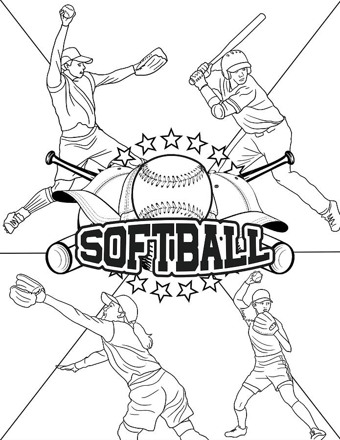 38 Softball Coloring Pages Printable 1