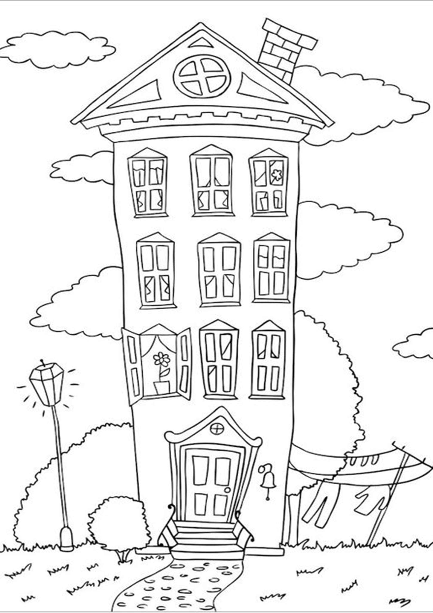 38 Tiny House Coloring Pages Printable 13