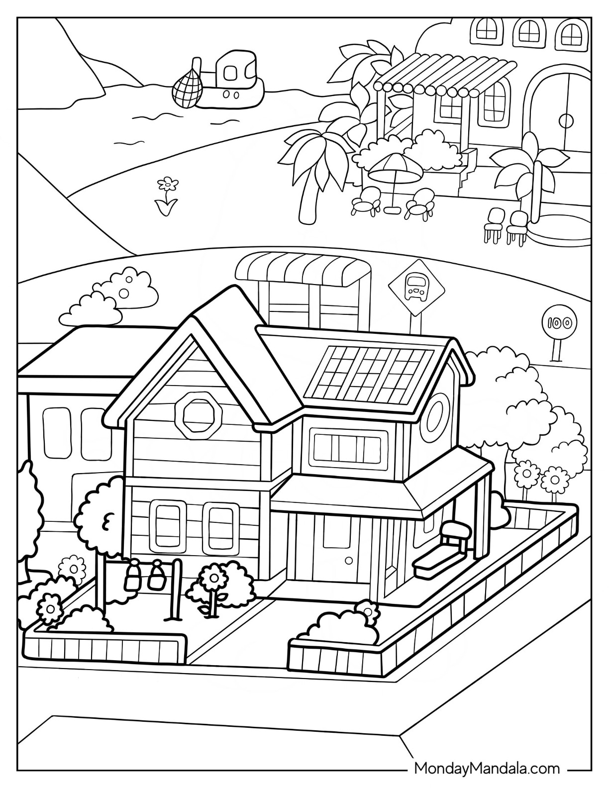 38 Tiny House Coloring Pages Printable 16