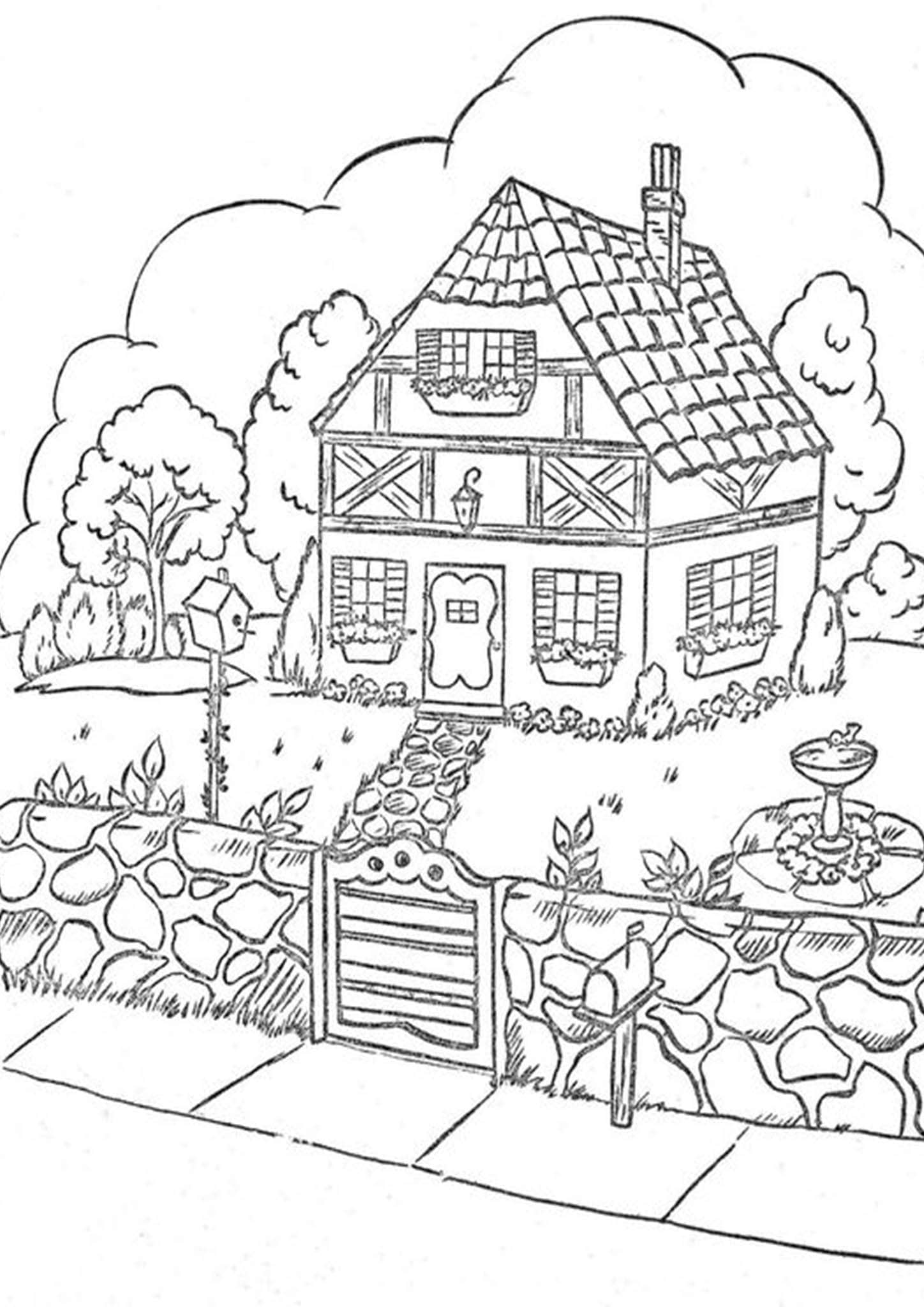 38 Tiny House Coloring Pages Printable 2