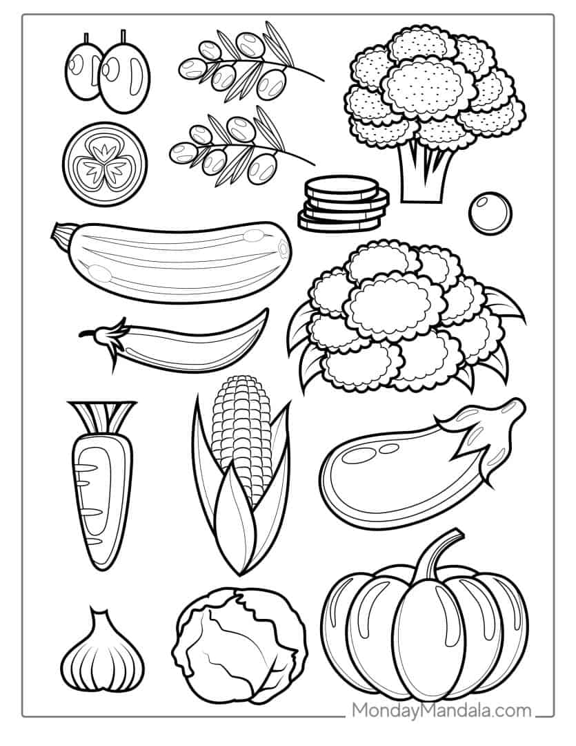 tasty vegetables coloring pages printable jpg