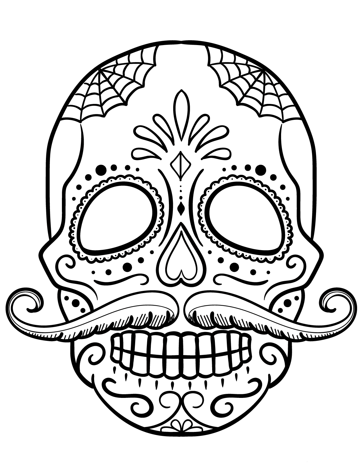 97 Calavera (Sugar Skull) Coloring Page Printable 1