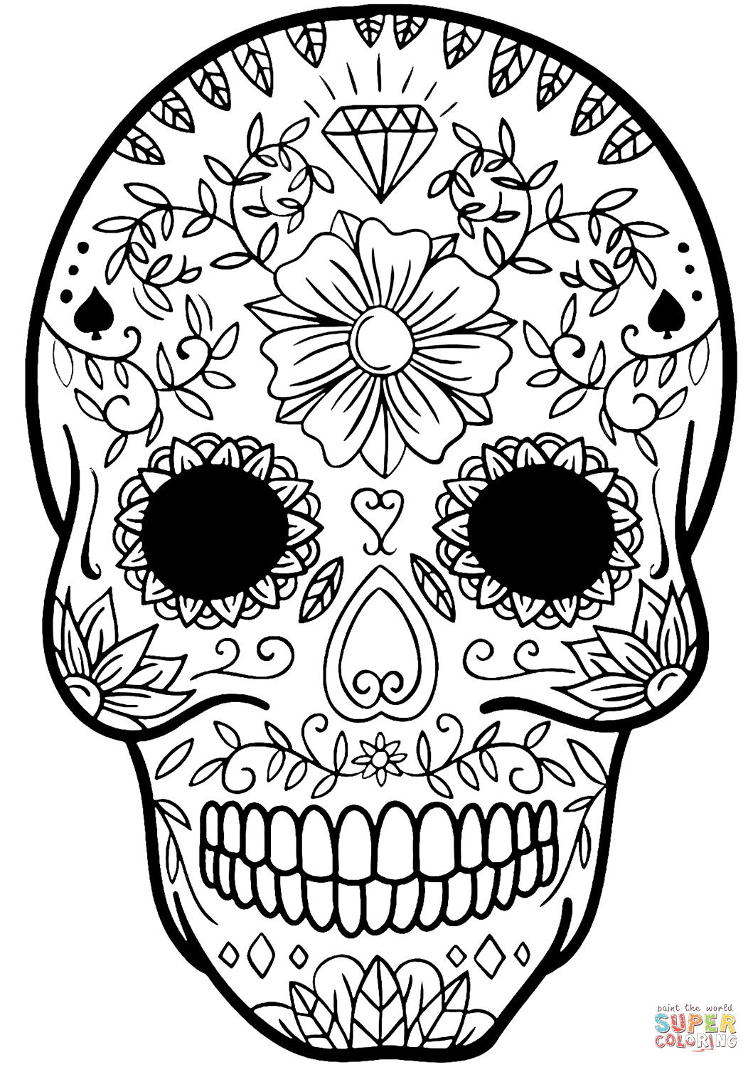 97 Calavera (Sugar Skull) Coloring Page Printable 11