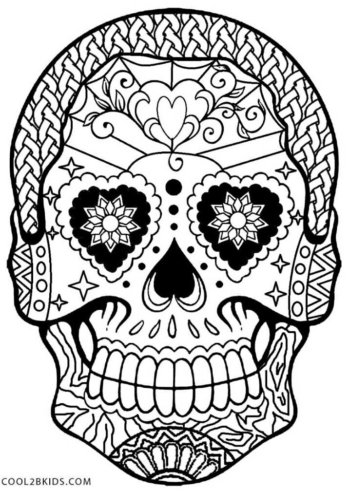 97 Calavera (Sugar Skull) Coloring Page Printable 12