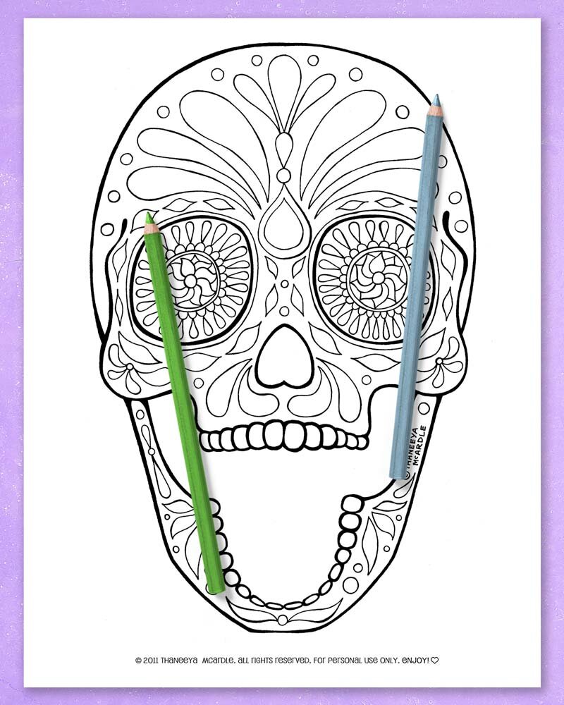 97 Calavera (Sugar Skull) Coloring Page Printable 17