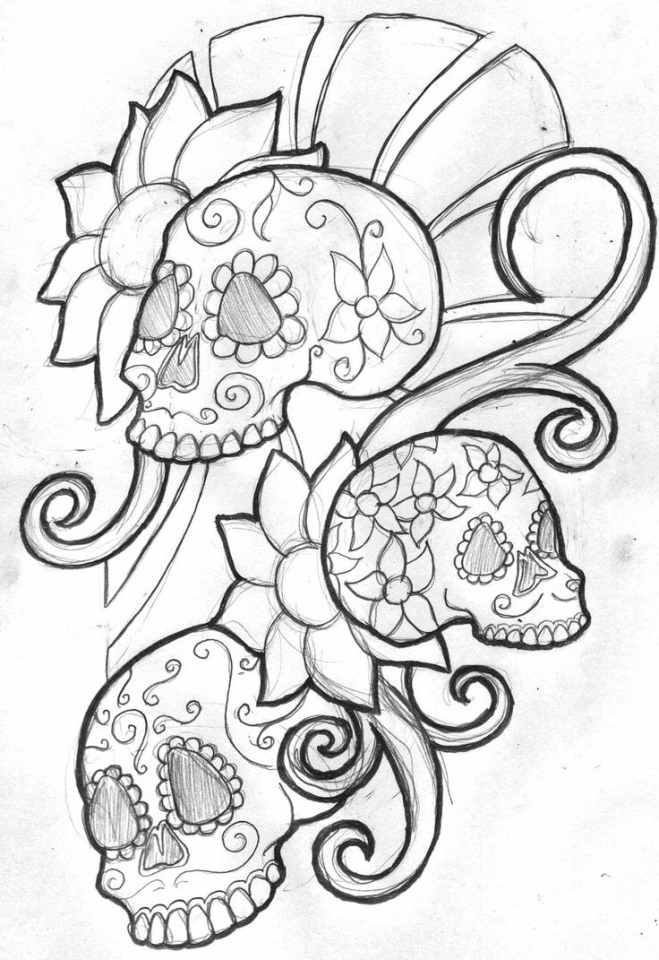 97 Calavera (Sugar Skull) Coloring Page Printable 19