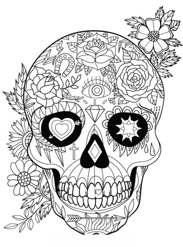 97 Calavera (Sugar Skull) Coloring Page Printable 24