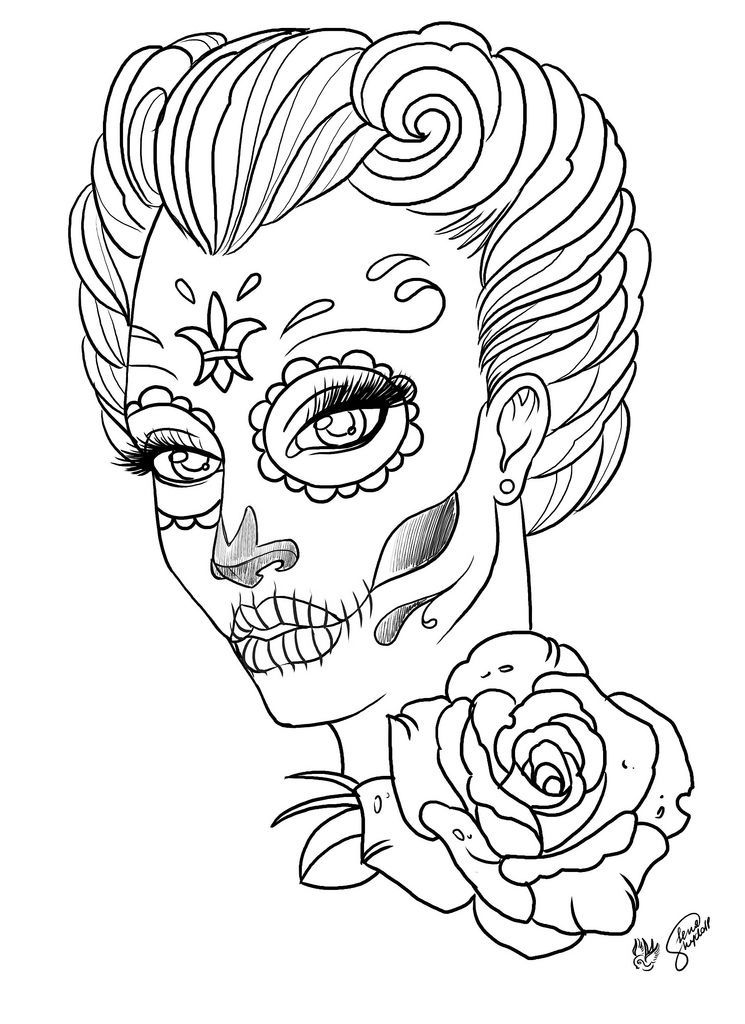 97 Calavera (Sugar Skull) Coloring Page Printable 32