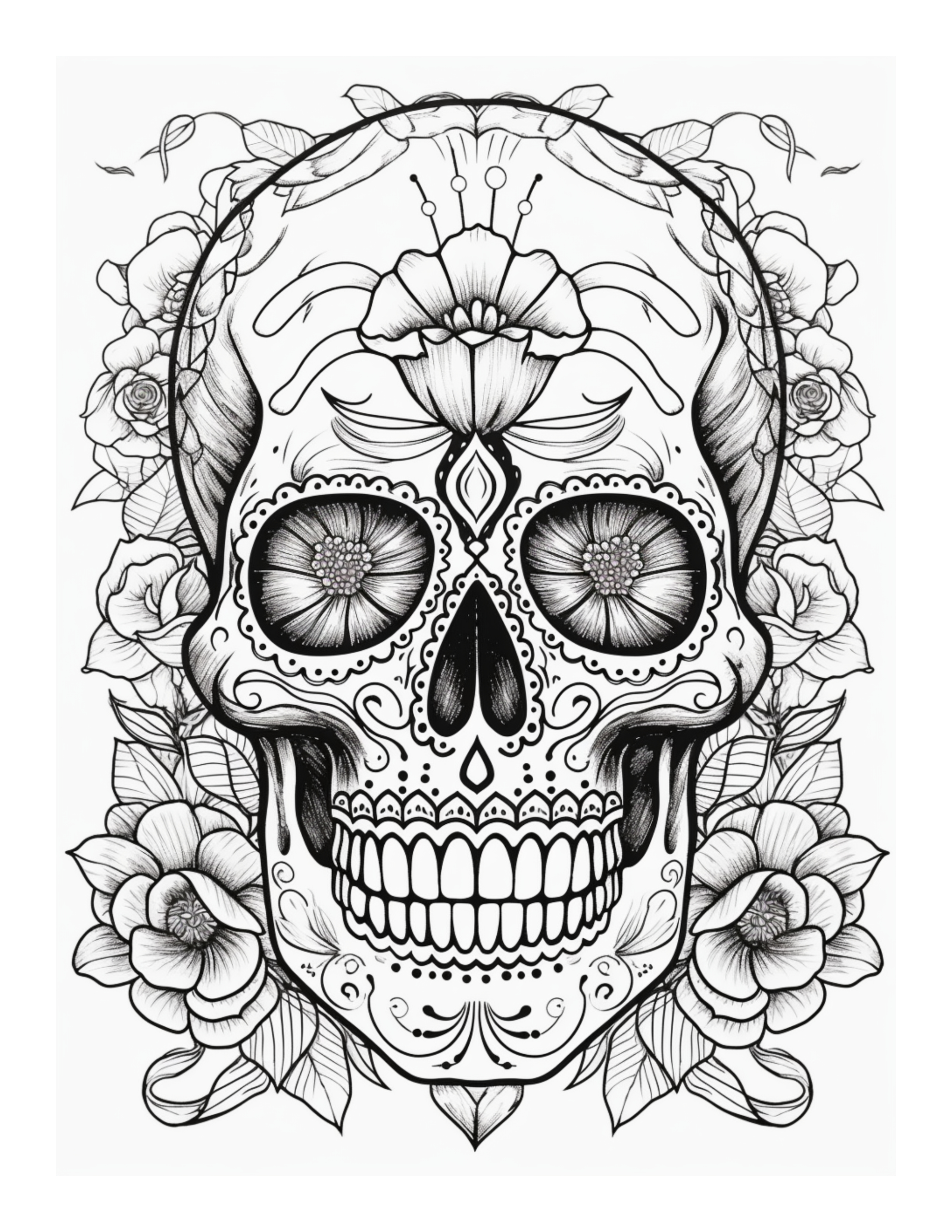 calavera sugar skull coloring page printable jpg