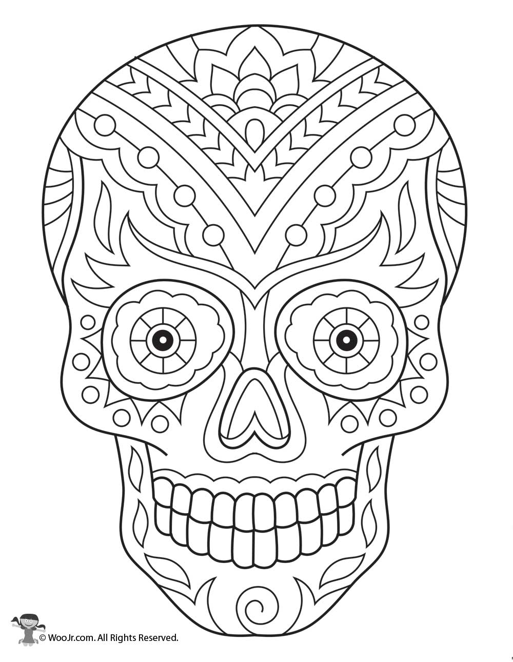 calavera sugar skull coloring page printable jpg