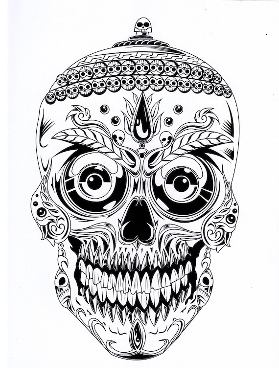 calavera sugar skull coloring page printable jpg