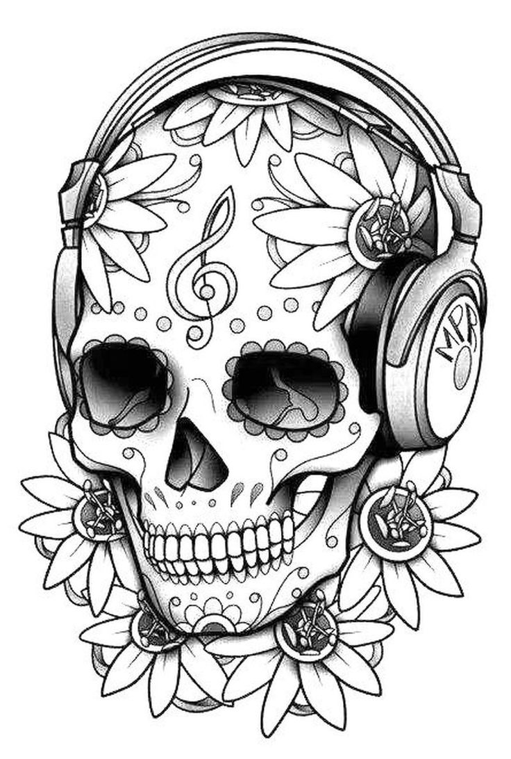 calavera sugar skull coloring page printable jpg