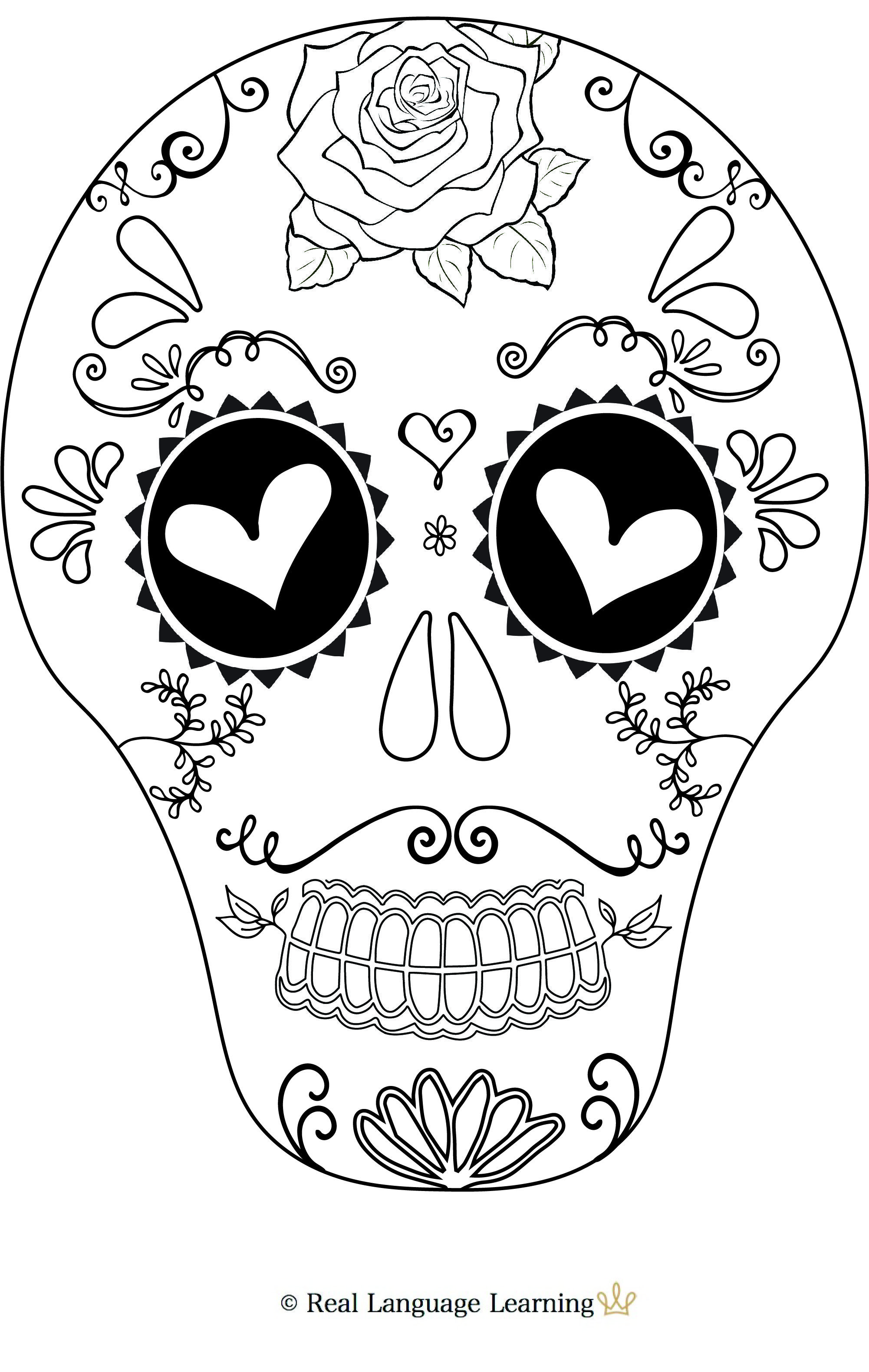 calavera sugar skull coloring page printable jpg