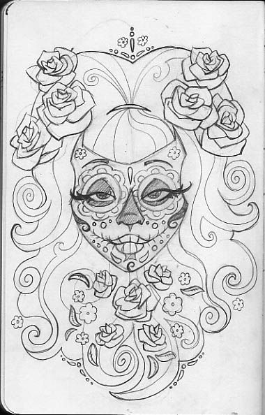 calavera sugar skull coloring page printable jpg