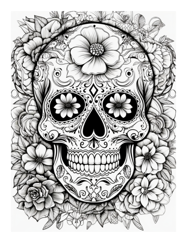 97 Calavera (Sugar Skull) Coloring Page Printable 45