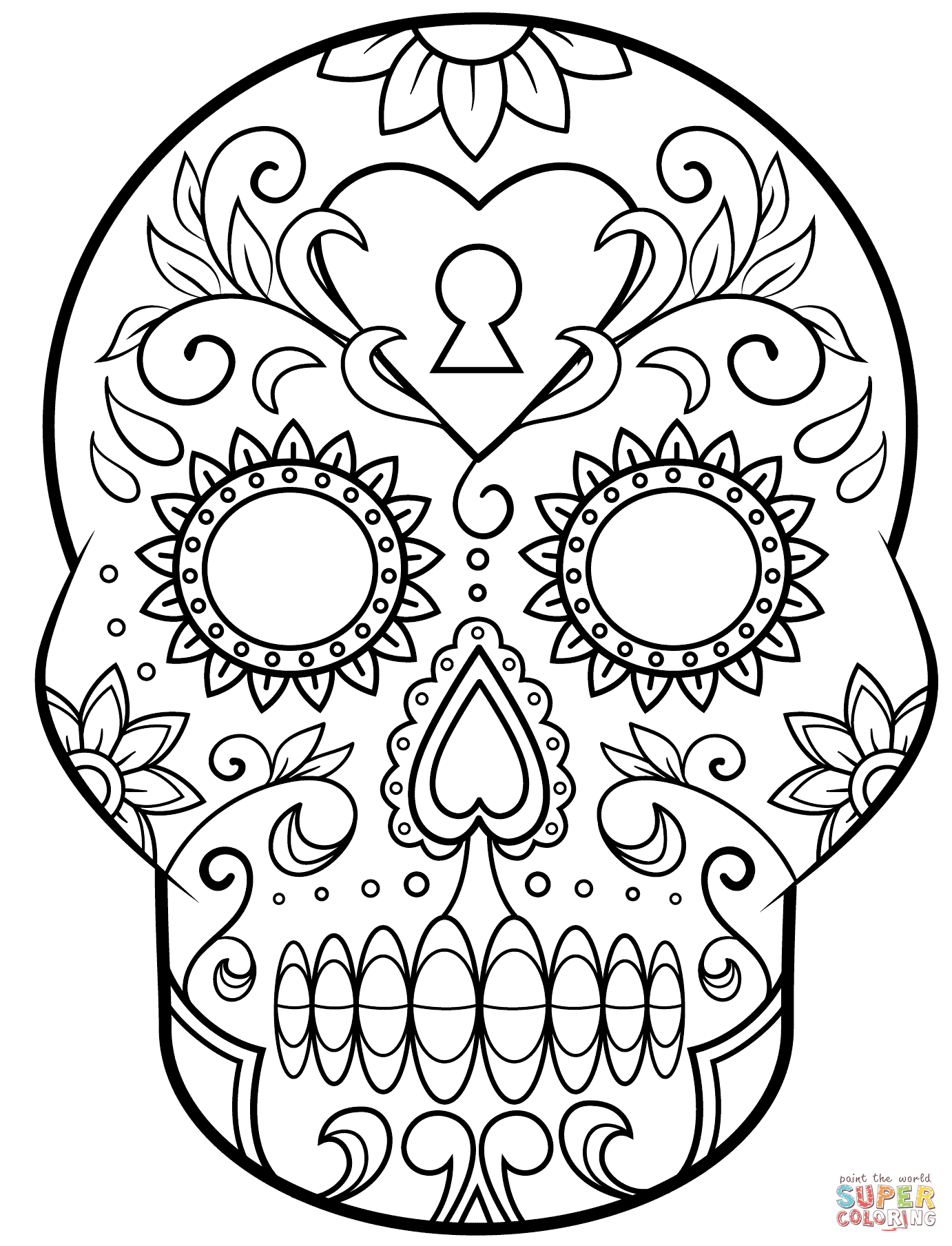 calavera sugar skull coloring page printable jpg