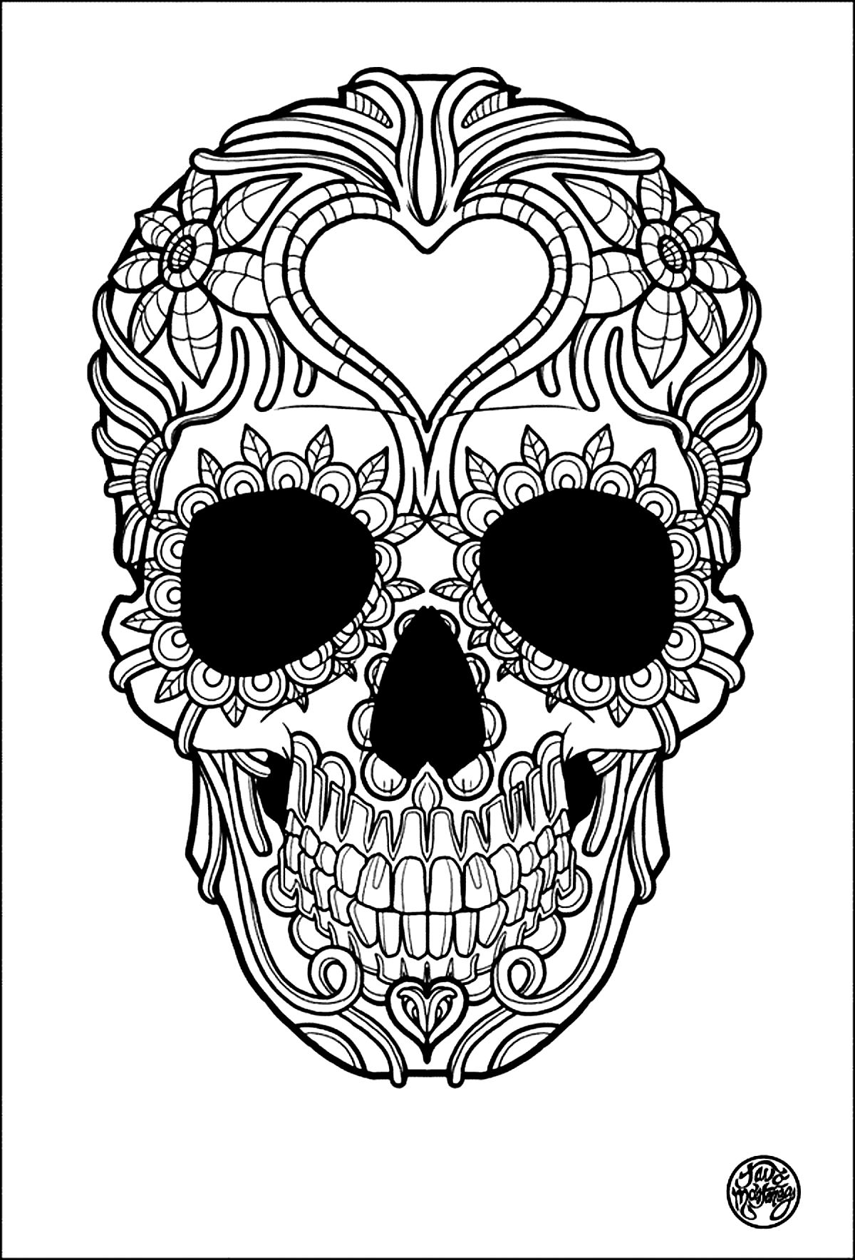 97 Calavera (Sugar Skull) Coloring Page Printable 50