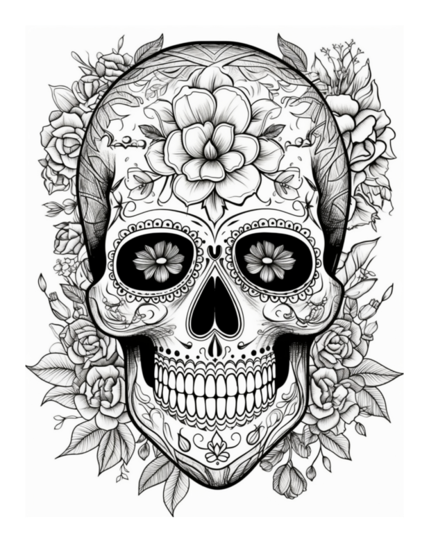 calavera sugar skull coloring page printable jpg