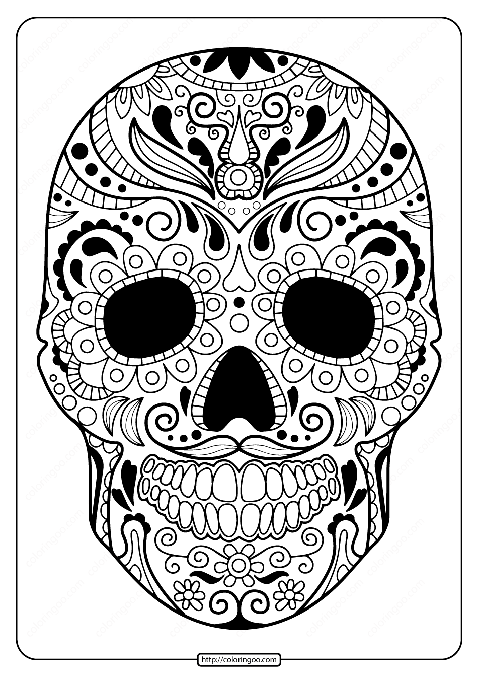 calavera sugar skull coloring page printable jpg