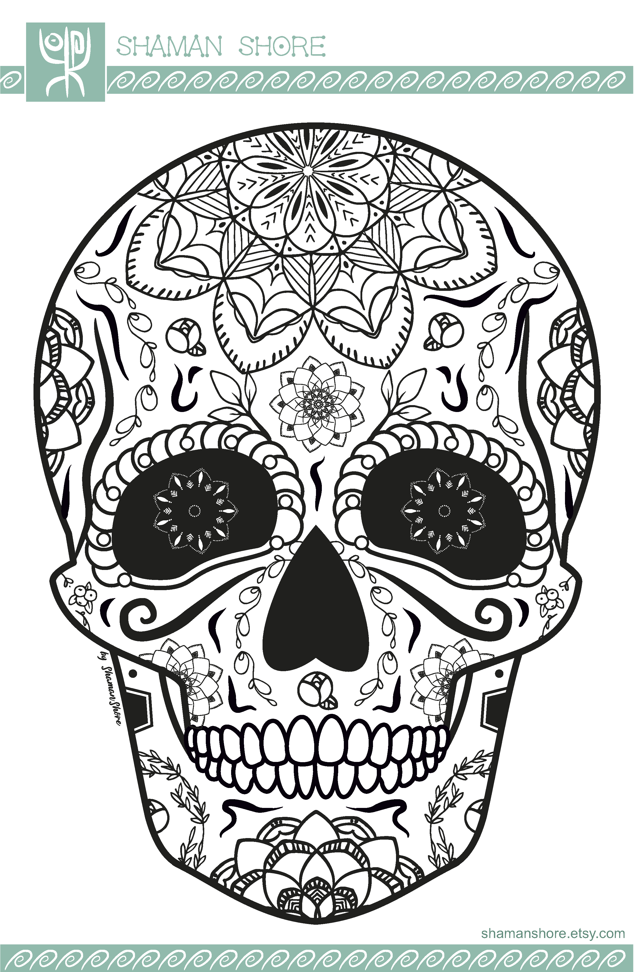 97 Calavera (Sugar Skull) Coloring Page Printable 59