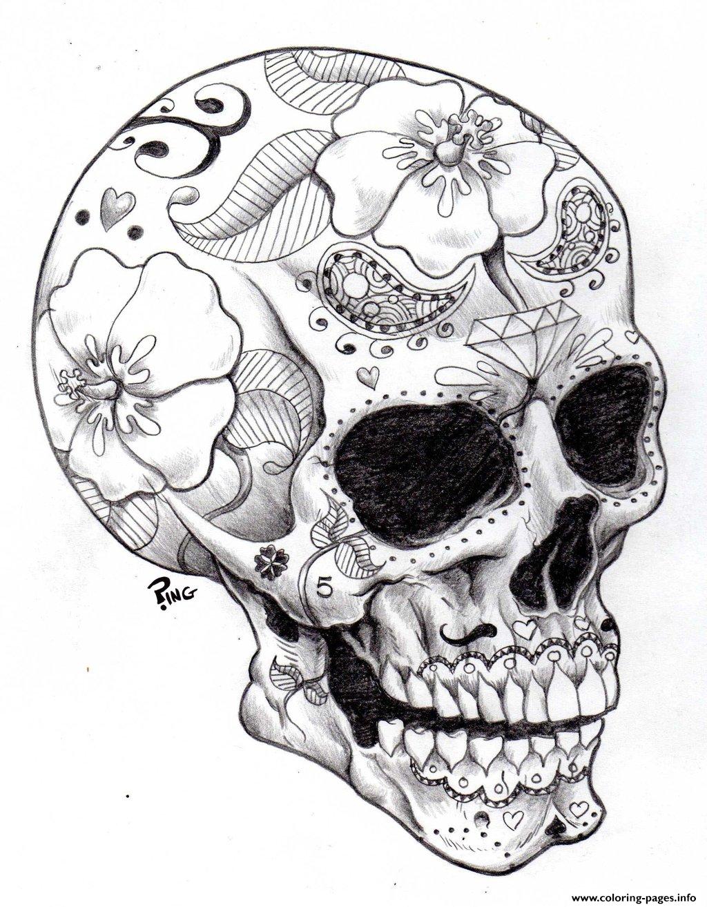 calavera sugar skull coloring page printable jpg