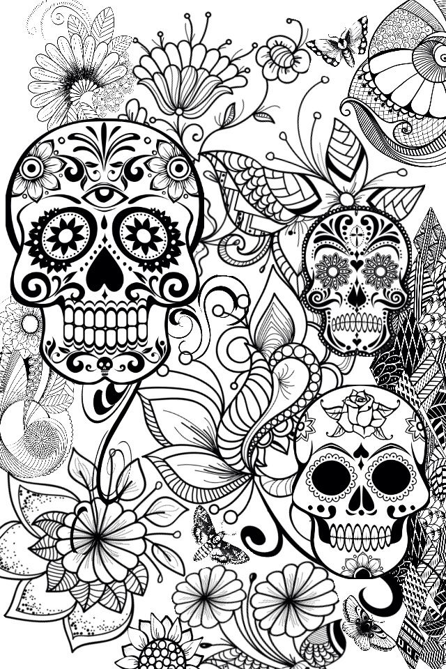 calavera sugar skull coloring page printable jpg