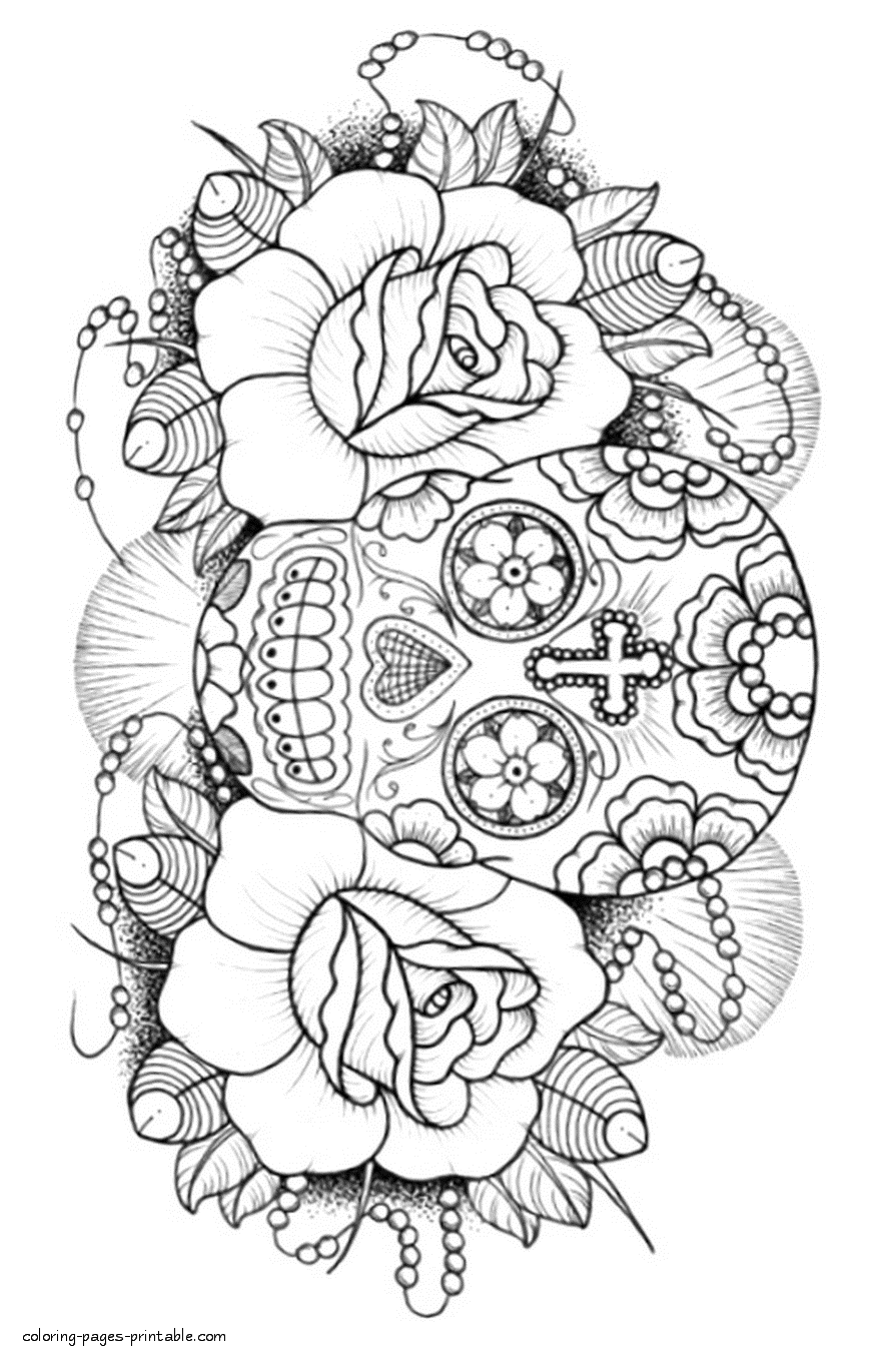 97 Calavera (Sugar Skull) Coloring Page Printable 66