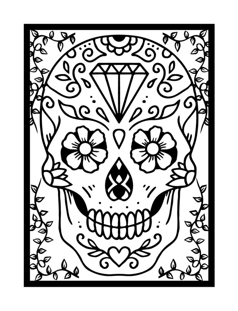 97 Calavera (Sugar Skull) Coloring Page Printable 76